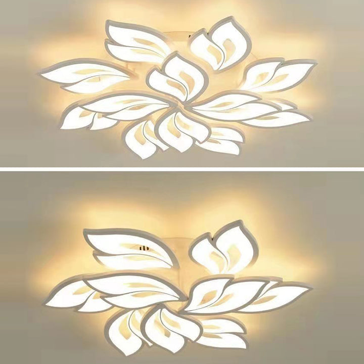 Lustre semi-encastré à LED en fer acrylique pétale nordique contemporain pour salon 