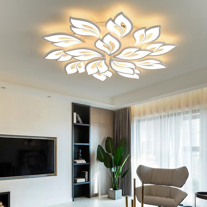Lustre semi-encastré à LED en fer acrylique pétale nordique contemporain pour salon 