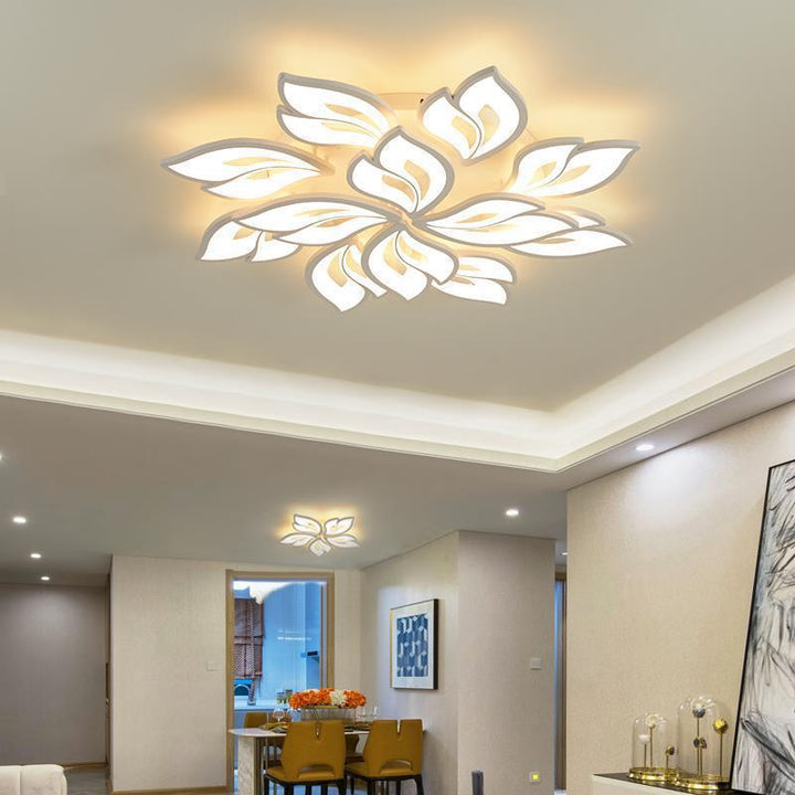Lustre semi-encastré à LED en fer acrylique pétale nordique contemporain pour salon 
