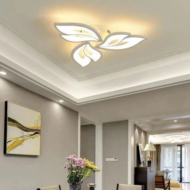 Luz de techo empotrada semi-al ras de LED de acrílico y hierro con pétalos nórdicos contemporáneos para sala de estar 