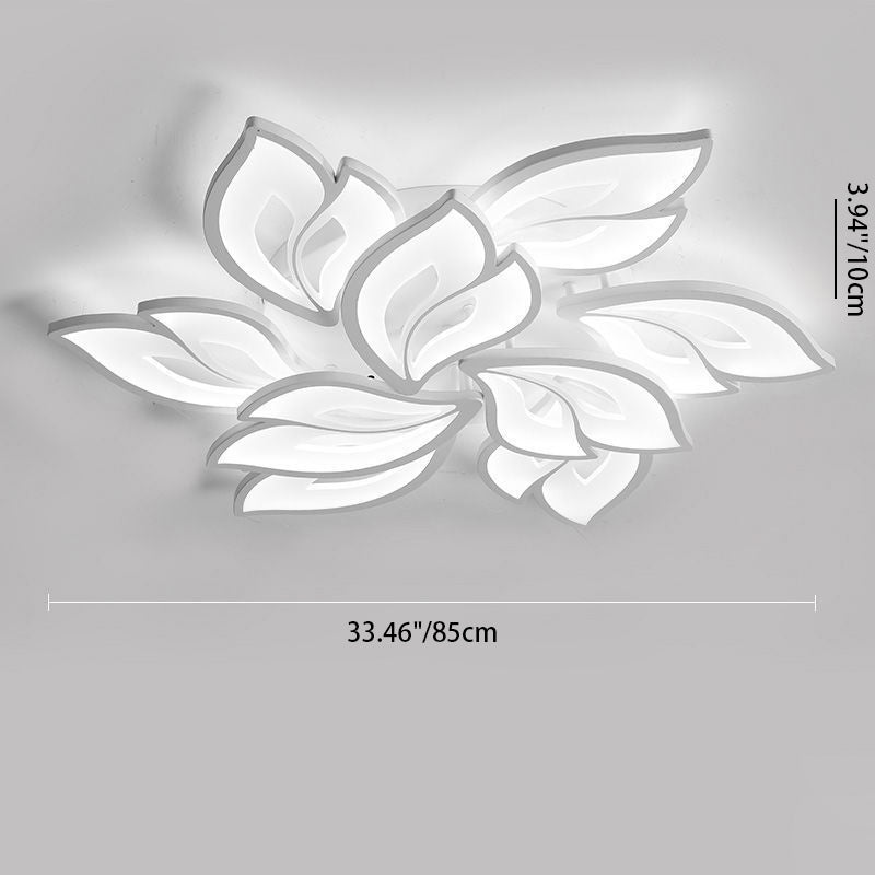 Contemporary Nordic Petal Iron Acrylic LED Semi-Flush Mount Ceiling Light For Living Room