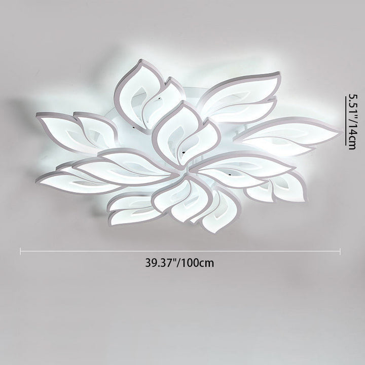 Lustre semi-encastré à LED en fer acrylique pétale nordique contemporain pour salon 