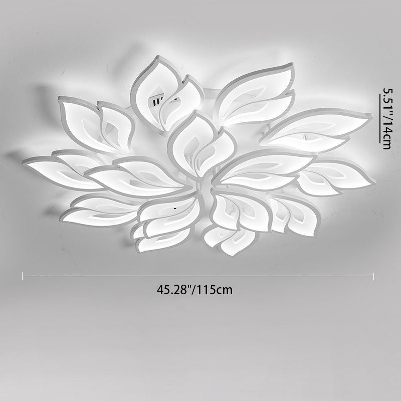 Lustre semi-encastré à LED en fer acrylique pétale nordique contemporain pour salon 