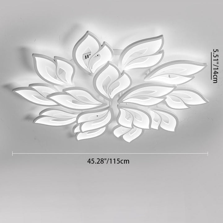 Lustre semi-encastré à LED en fer acrylique pétale nordique contemporain pour salon 