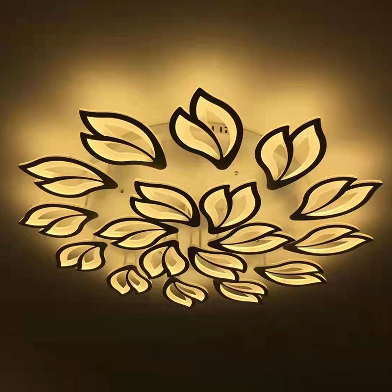 Lustre semi-encastré à LED en fer acrylique pétale nordique contemporain pour salon 