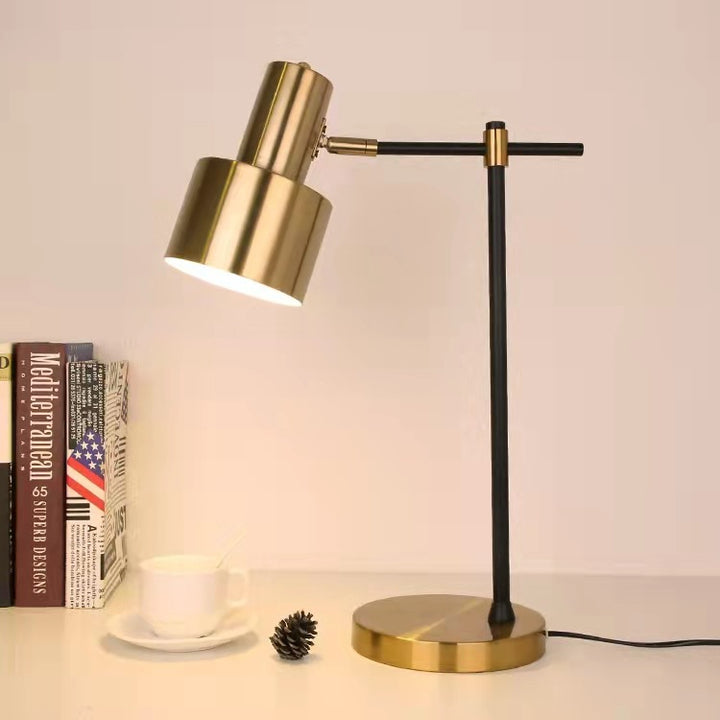 Lámpara de mesa de 1 luz de metal de hierro cilíndrico de simplicidad moderna para dormitorio 