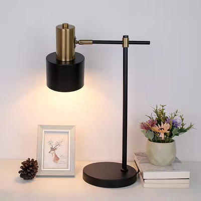 Moderne Einfachheit Zylinder Eisen Metall 1-Licht Tischlampe für Schlafzimmer 