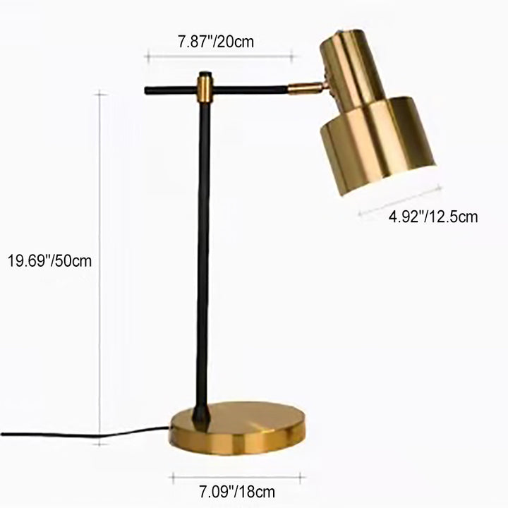 Lámpara de mesa de 1 luz de metal de hierro cilíndrico de simplicidad moderna para dormitorio 