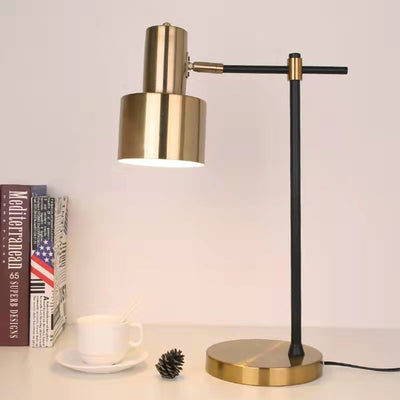 Moderne Einfachheit Zylinder Eisen Metall 1-Licht Tischlampe für Schlafzimmer 