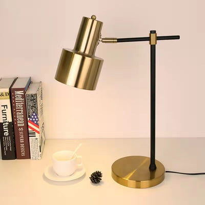 Moderne Einfachheit Zylinder Eisen Metall 1-Licht Tischlampe für Schlafzimmer 