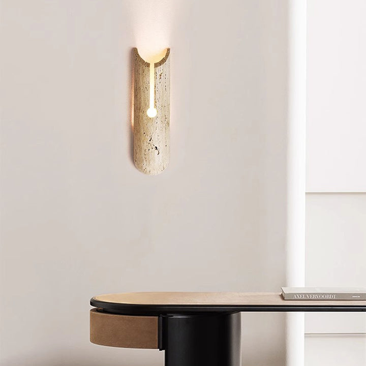 Traditionelle Vintage Rechteckige Gelbe Travertin LED-Wandleuchte Für Den Flur 