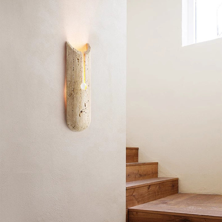 Traditionelle Vintage Rechteckige Gelbe Travertin LED-Wandleuchte Für Den Flur 