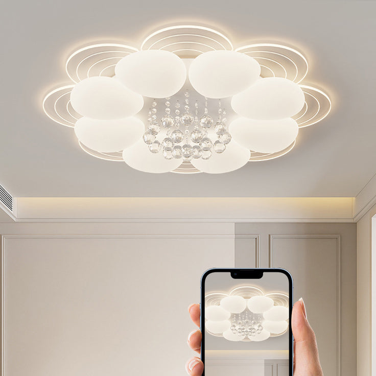 Lustre Plafonnier LED Moderne de Luxe Rond en Fer avec Cristal Acrylique pour Chambre 