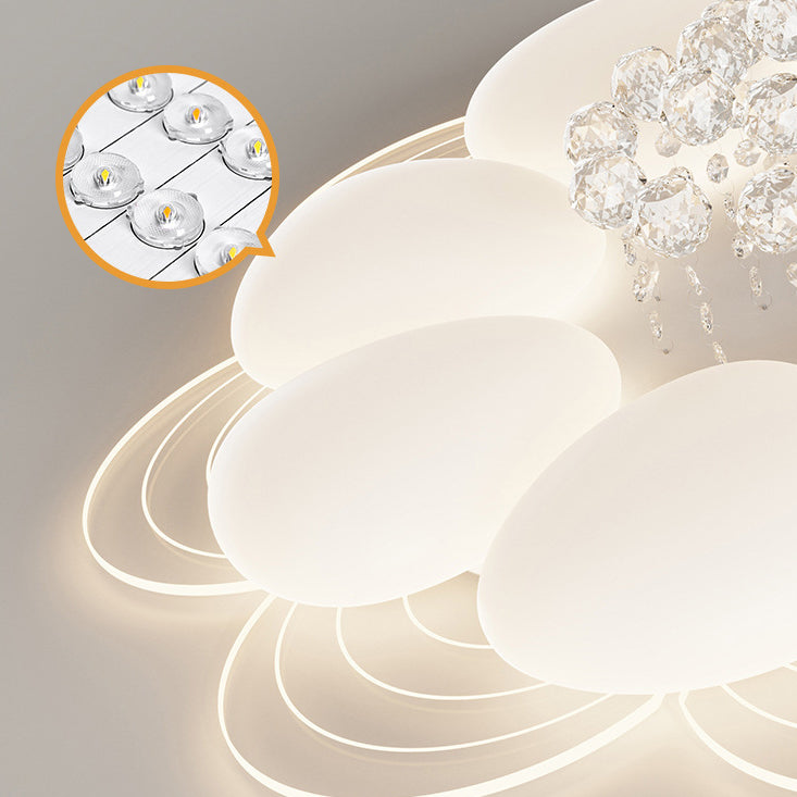 Lustre Plafonnier LED Moderne de Luxe Rond en Fer avec Cristal Acrylique pour Chambre 