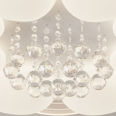 Lustre Plafonnier LED Moderne de Luxe Rond en Fer avec Cristal Acrylique pour Chambre 