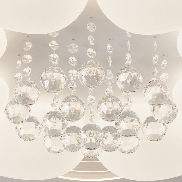 Lustre Plafonnier LED Moderne de Luxe Rond en Fer avec Cristal Acrylique pour Chambre 
