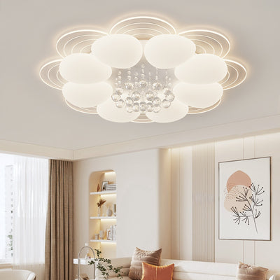 Lustre Plafonnier LED Moderne de Luxe Rond en Fer avec Cristal Acrylique pour Chambre 