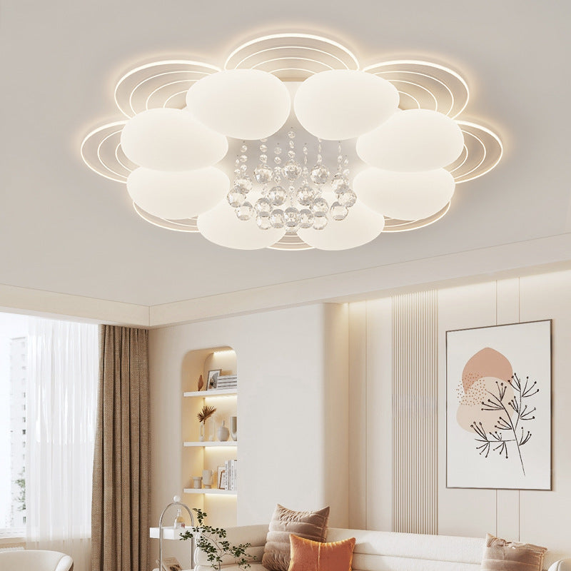 Lustre Plafonnier LED Moderne de Luxe Rond en Fer avec Cristal Acrylique pour Chambre 