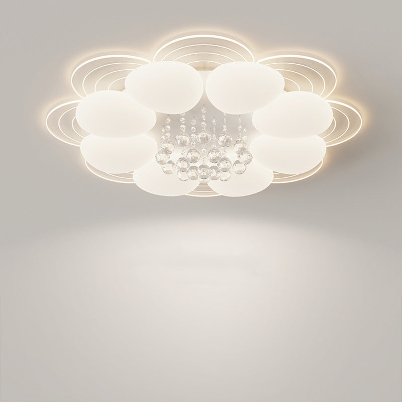 Lustre Plafonnier LED Moderne de Luxe Rond en Fer avec Cristal Acrylique pour Chambre 