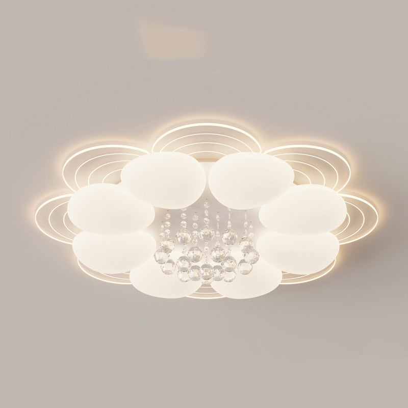 Lustre Plafonnier LED Moderne de Luxe Rond en Fer avec Cristal Acrylique pour Chambre 