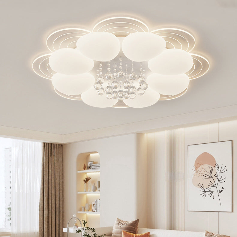 Lustre Plafonnier LED Moderne de Luxe Rond en Fer avec Cristal Acrylique pour Chambre 