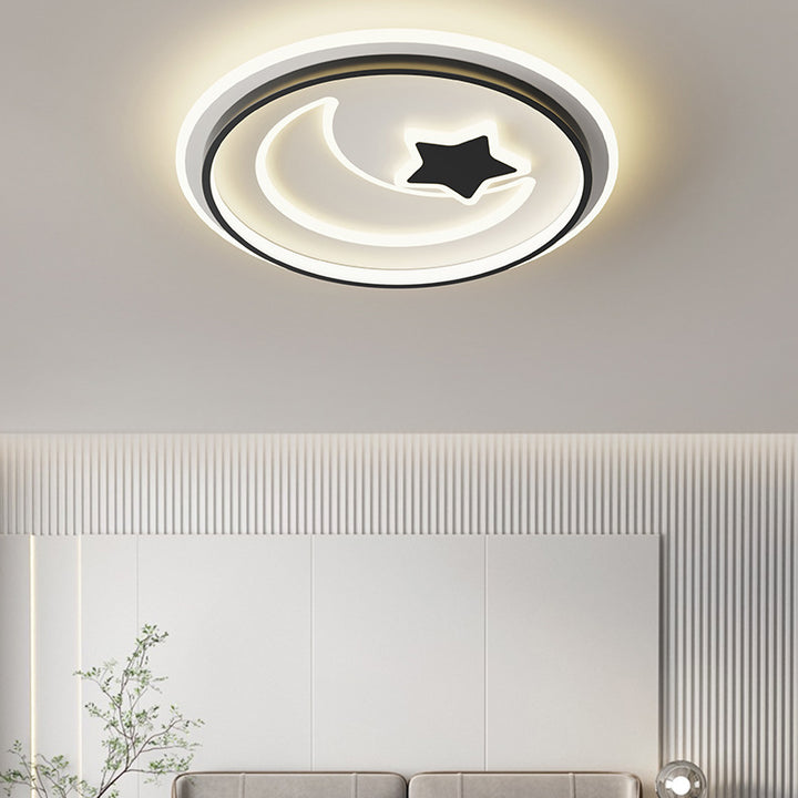 Plafonnier LED en acrylique rond en fer avec simplicité moderne pour chambre à coucher 