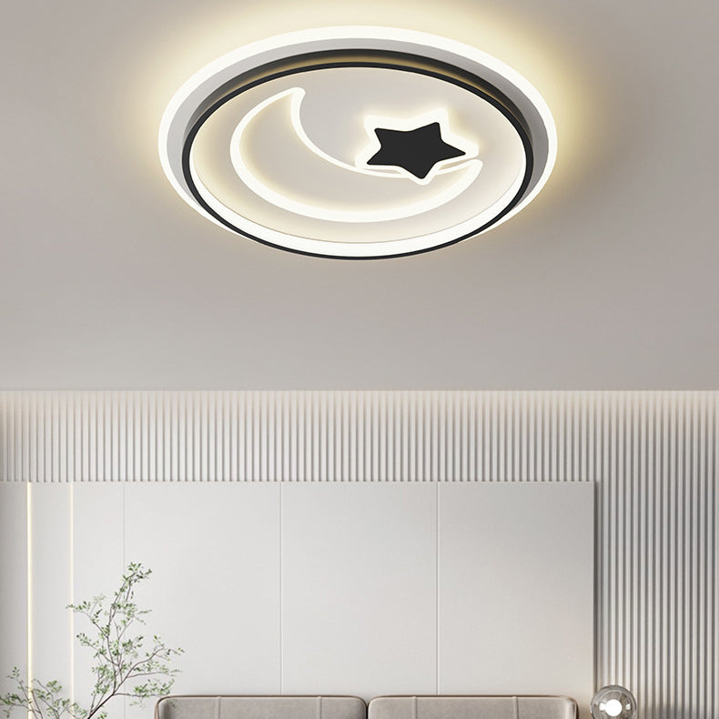 Moderne Einfachheit Mond Runde Eisen Acryl LED Deckenleuchte für Schlafzimmer 