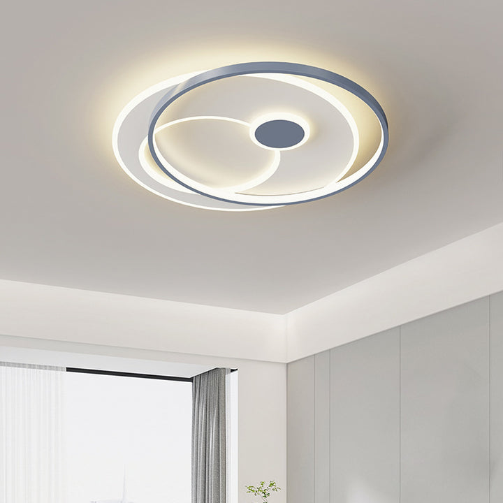 Plafonnier LED en acrylique rond en fer avec simplicité moderne pour chambre à coucher 