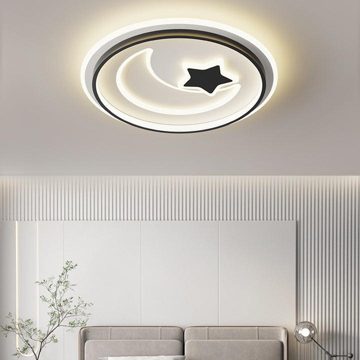 Plafonnier LED en acrylique rond en fer avec simplicité moderne pour chambre à coucher 
