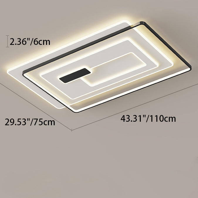 Modern Simplicity Rectangular Iron Acrylic LED Flush Mount Ceiling Light For Bedroom
