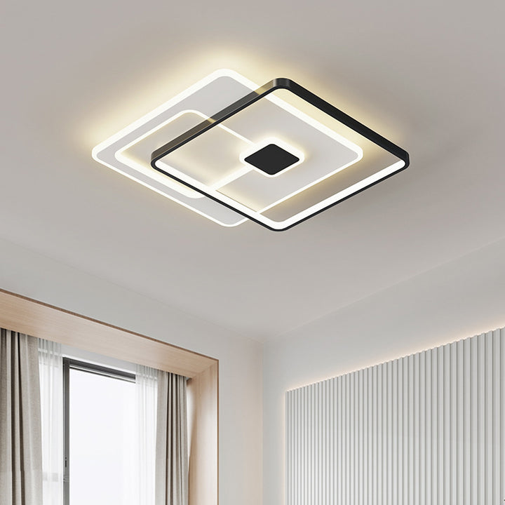 Plafonnier LED rectangulaire en fer et acrylique de simplicité moderne pour chambre 