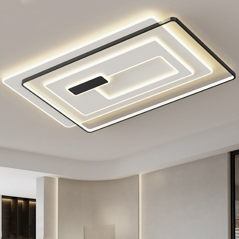 Modern Simplicity Rectangular Iron Acrylic LED Flush Mount Ceiling Light For Bedroom