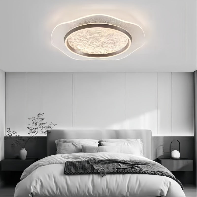 Plafonnier LED moderne rond en métal aluminium acrylique pour chambre à coucher 