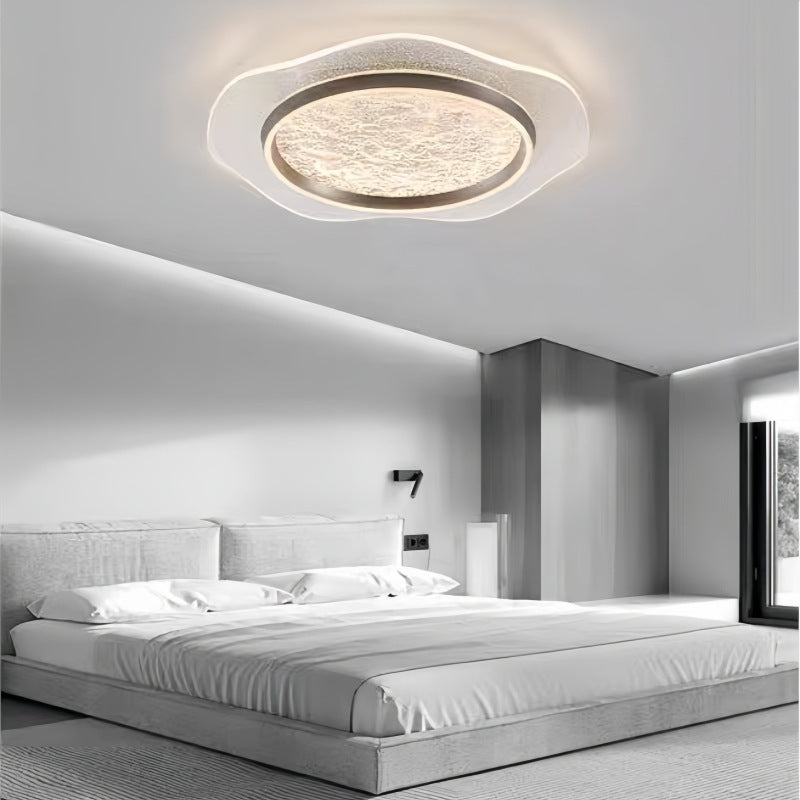 Plafonnier LED moderne rond en métal aluminium acrylique pour chambre à coucher 
