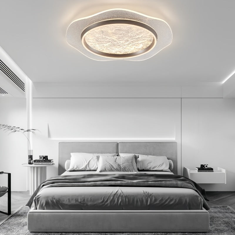 Plafonnier LED moderne rond en métal aluminium acrylique pour chambre à coucher 