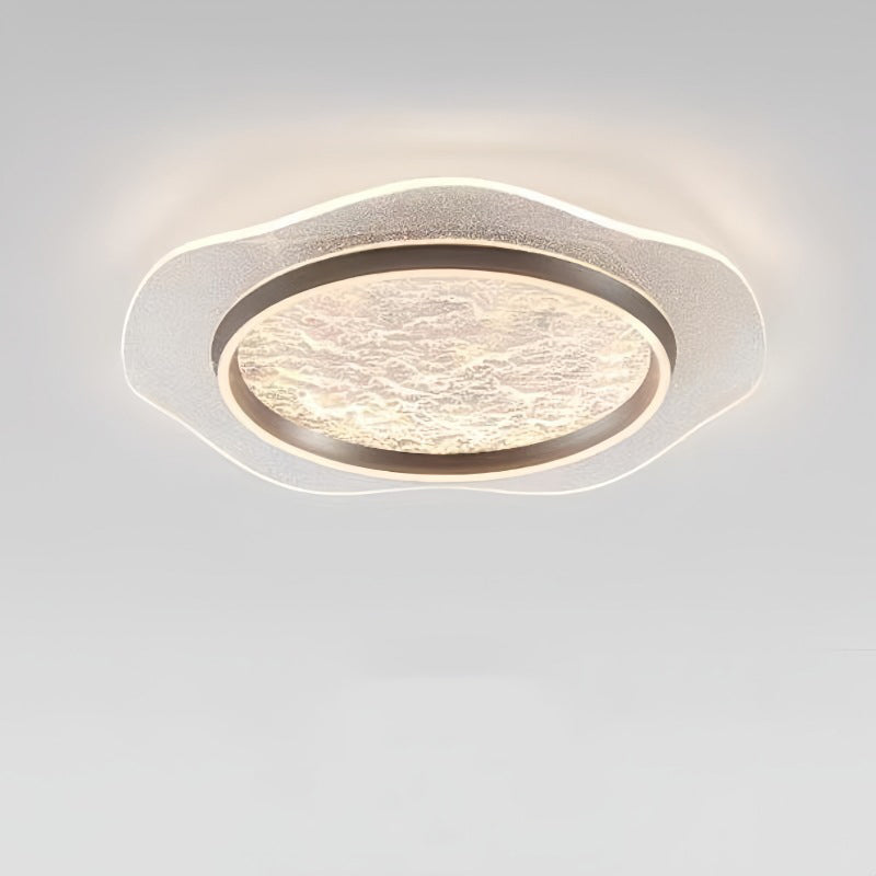 Plafonnier LED moderne rond en métal aluminium acrylique pour chambre à coucher 