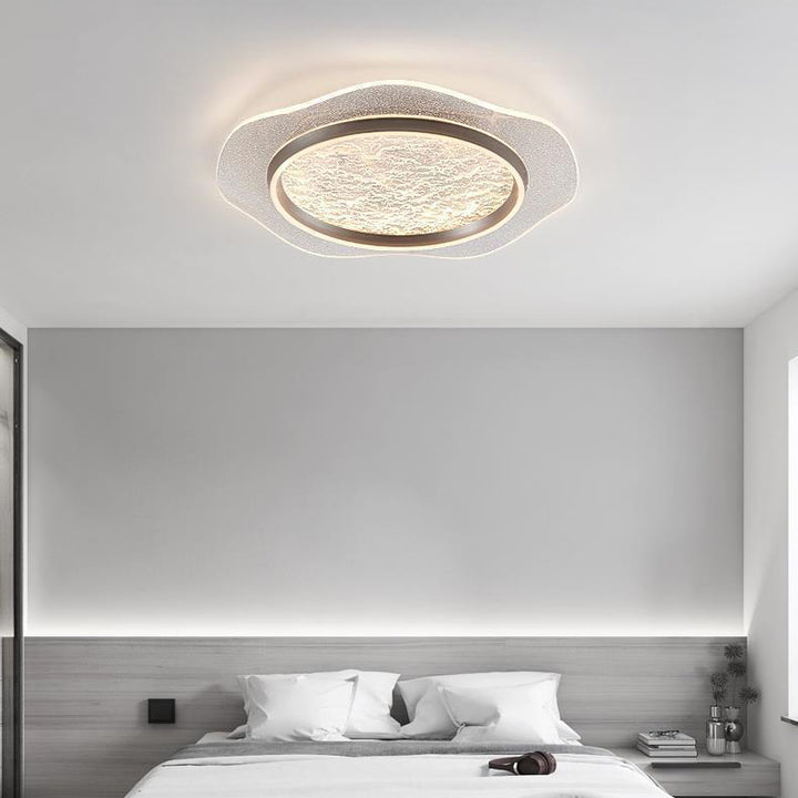 Plafonnier LED moderne rond en métal aluminium acrylique pour chambre à coucher 