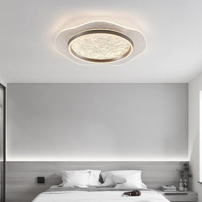 Plafonnier LED moderne rond en métal aluminium acrylique pour chambre à coucher 