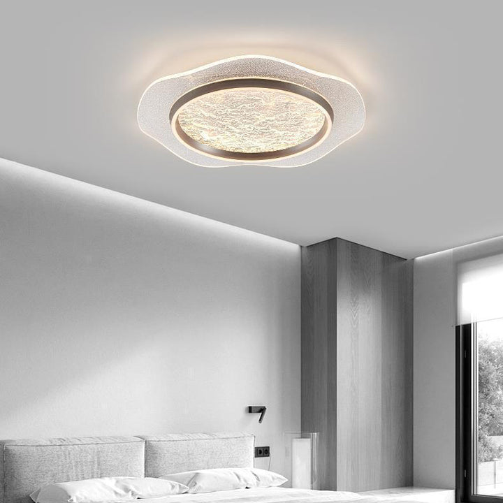 Plafonnier LED moderne rond en métal aluminium acrylique pour chambre à coucher 