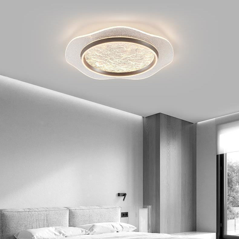 Plafonnier LED moderne rond en métal aluminium acrylique pour chambre à coucher 