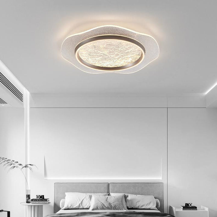 Plafonnier LED moderne rond en métal aluminium acrylique pour chambre à coucher 