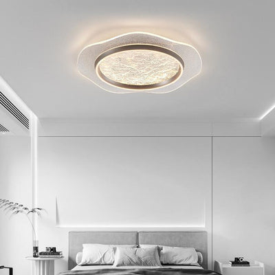 Plafonnier LED moderne rond en métal aluminium acrylique pour chambre à coucher 