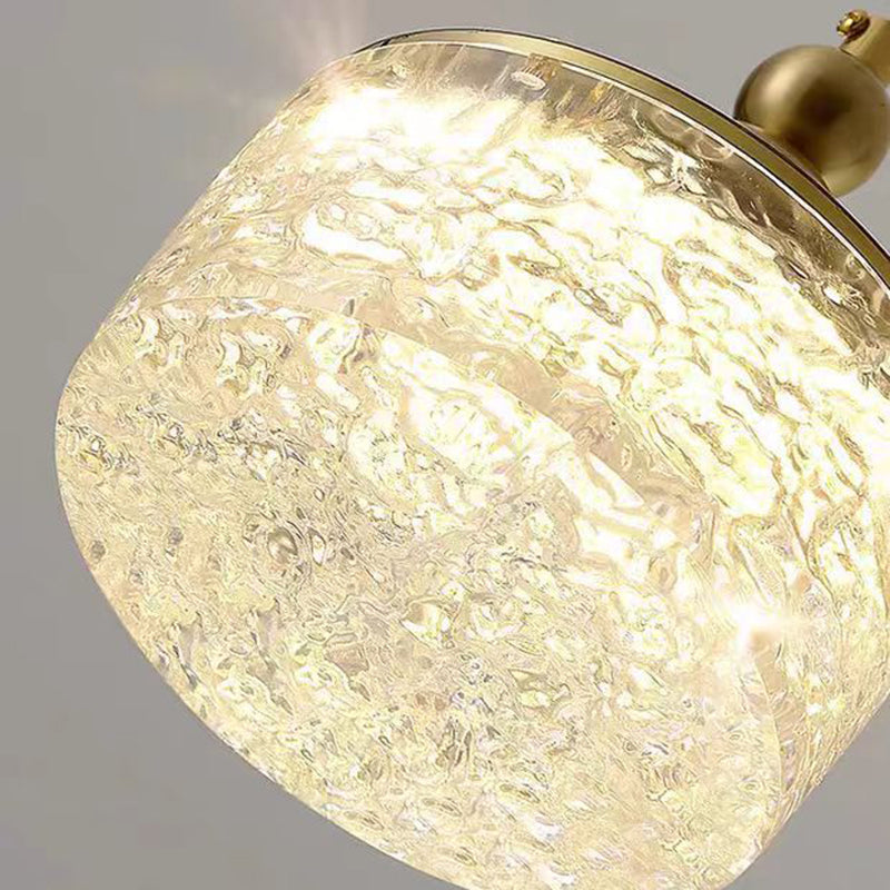 Suspension LED en verre cristal et acier inoxydable cylindrique nordique contemporain pour chambre à coucher 