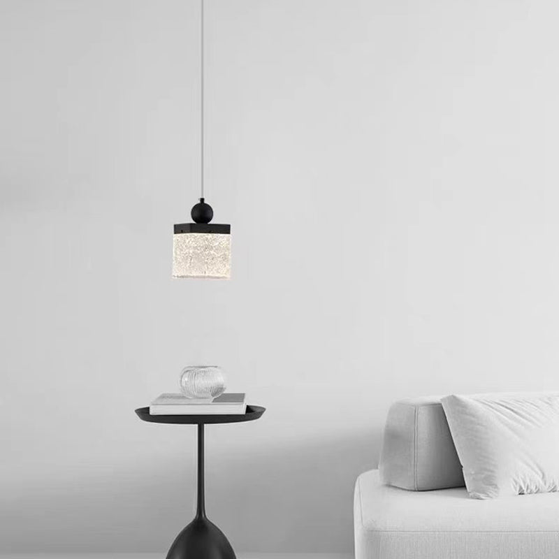 Suspension LED en verre cristal et acier inoxydable cylindrique nordique contemporain pour chambre à coucher 