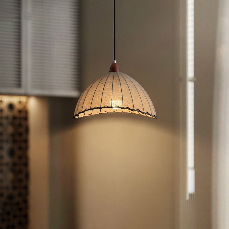 Lámpara colgante de 1 luz de tela de madera maciza tradicional japonesa para sala de estar 