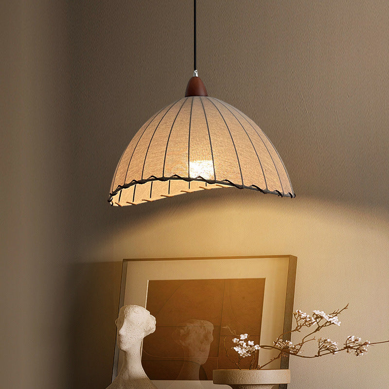 Lámpara colgante de 1 luz de tela de madera maciza tradicional japonesa para sala de estar 