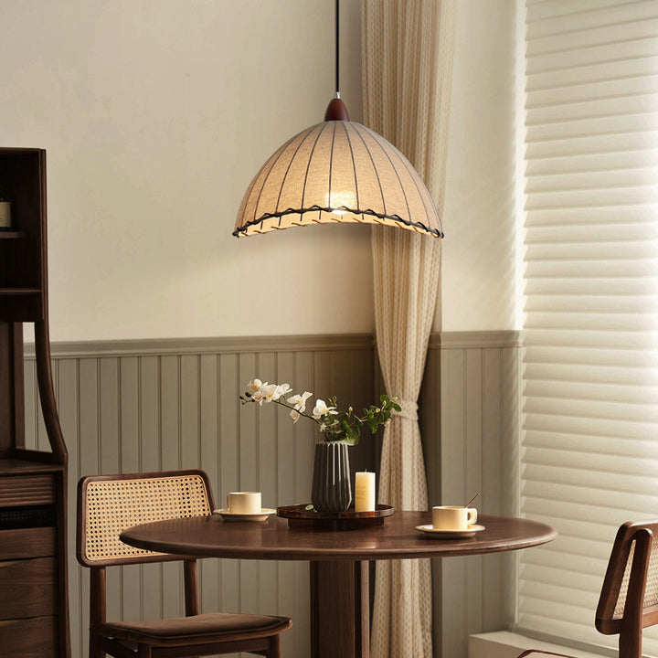 Lámpara colgante de 1 luz de tela de madera maciza tradicional japonesa para sala de estar 