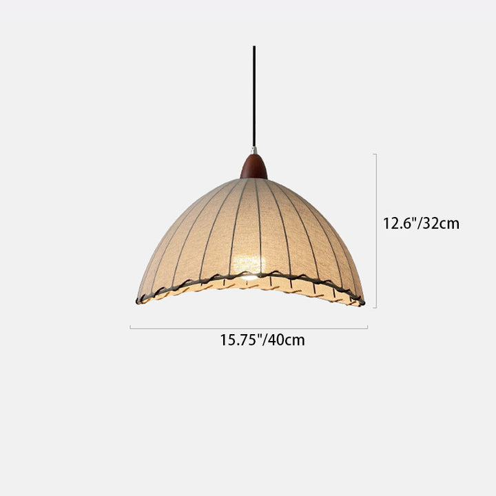 Traditionelle japanische Kuppel aus massivem Holz Stoff 1-Leuchten-Pendelleuchte für das Wohnzimmer 