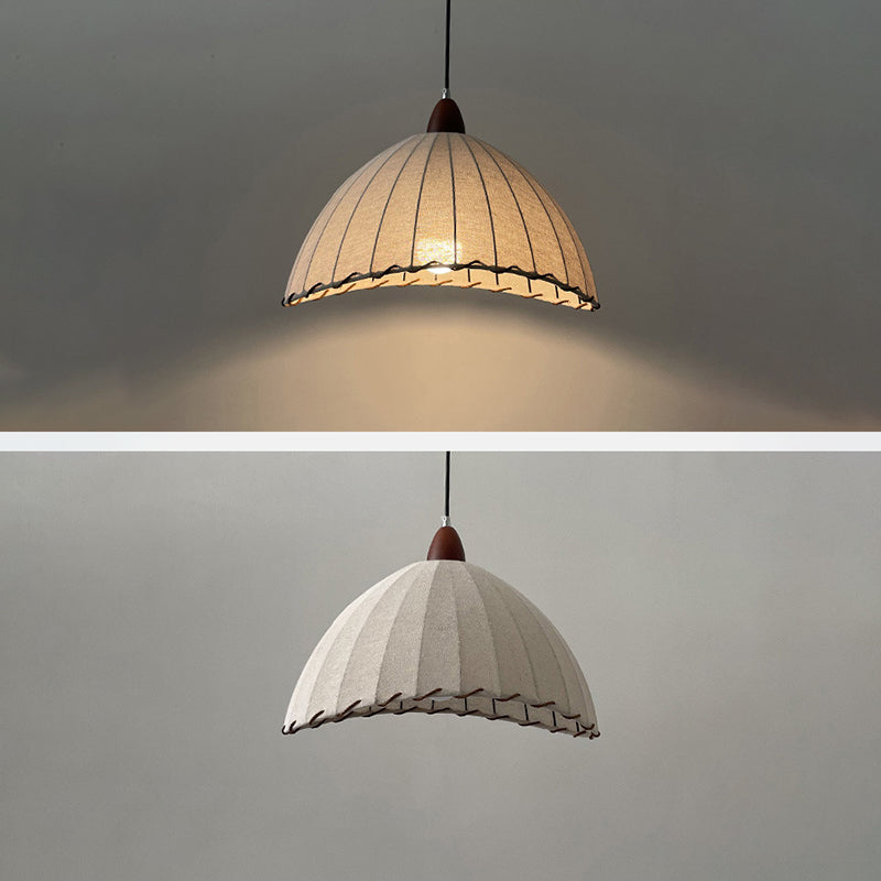Lámpara colgante de 1 luz de tela de madera maciza tradicional japonesa para sala de estar 