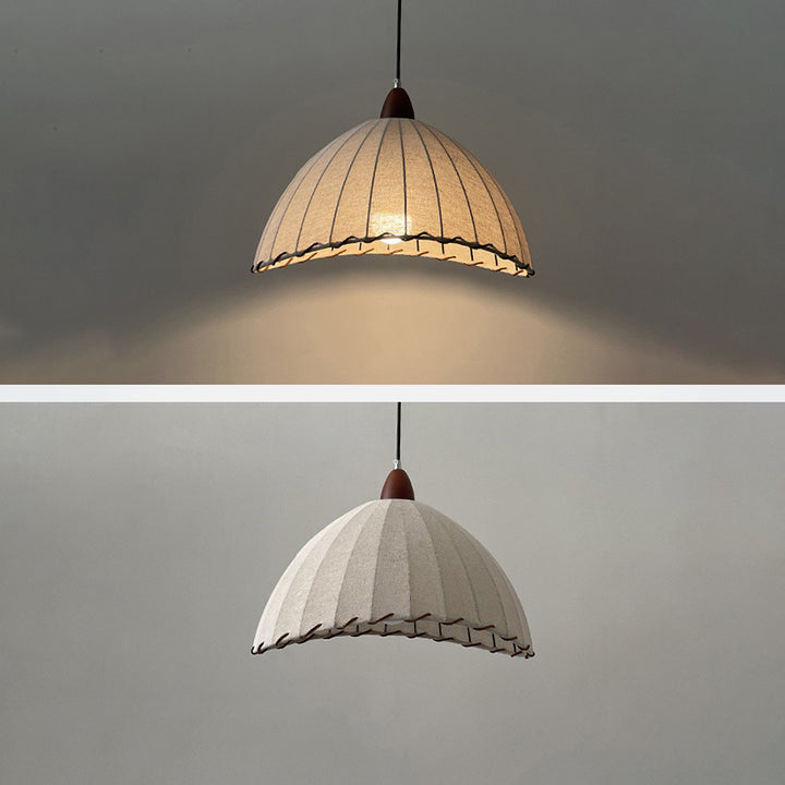 Lámpara colgante de 1 luz de tela de madera maciza tradicional japonesa para sala de estar 